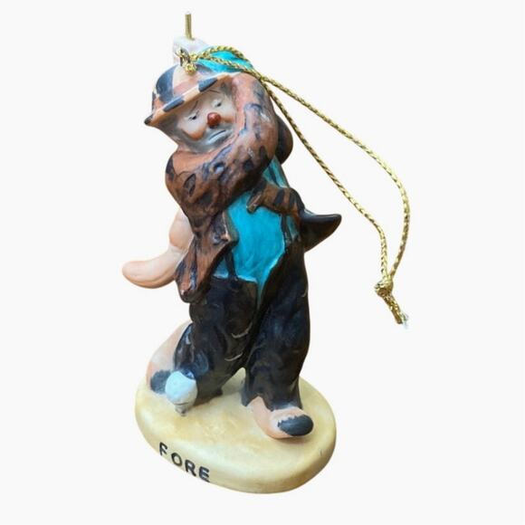 Emmett Kelley Dave Grossman Design Golfing Clown w/ Broom Ornament 1989 Taiwan - Picture 1 of 11